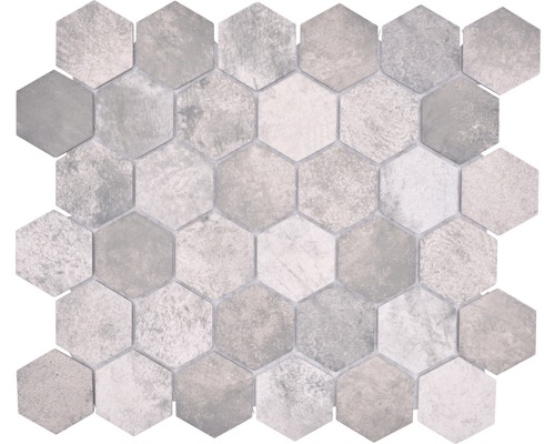 Mozaic piscină HX Curio ZDG hexagon ciment gri 32,5x28,1 cm Plăci de mozaic hexagonale pentru pereți și podele