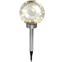 Lampă solară sferă cu LED vintage Ø200 mm, plastic argintiu-thumb-7
