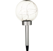 Lampă solară sferă cu LED vintage Ø200 mm, plastic argintiu-thumb-1
