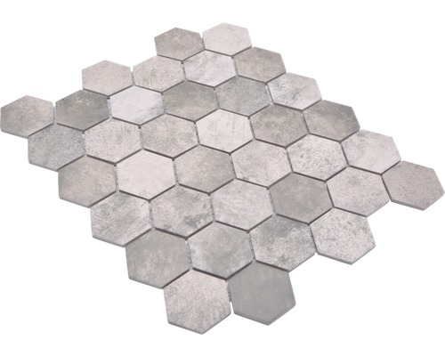 Mozaic piscină HX Curio ZDG hexagon ciment gri 32,5x28,1 cm | HORNBACH