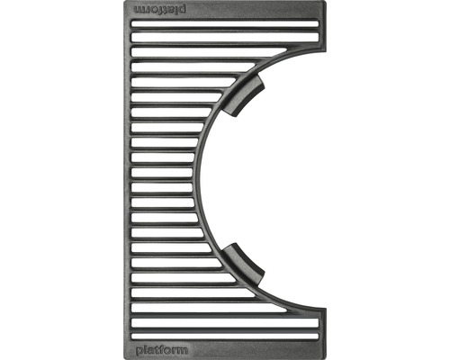 Placă de grătar semi-rotund Tennker Carbon, fontă, 41,8 x 24 cm, negru