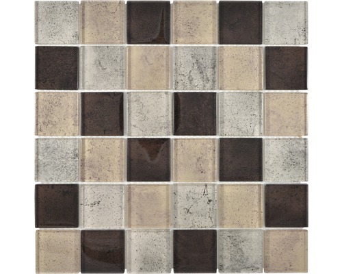 Mozaic XCM Moon 28 quadrat beige 29,8x29,8 cm Placă de mozaic cu pietre pătrate de sticlă