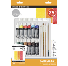 Set Daler Rowney de vopsele acrilice cu pensule și hârtie