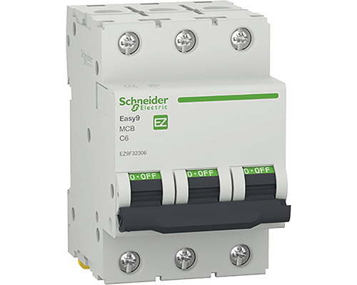 Disjunctor electric modular Schneider Easy9 3P 6A 4,5kA, curbă C