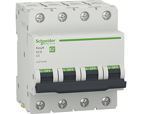 Disjunctor electric modular Schneider Easy9 4P 6A 4,5kA, curbă C
