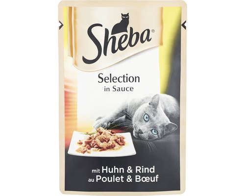 Hrană umedă pentru pisici, Sheba Pouch cu pui și vită în sos, 85 g