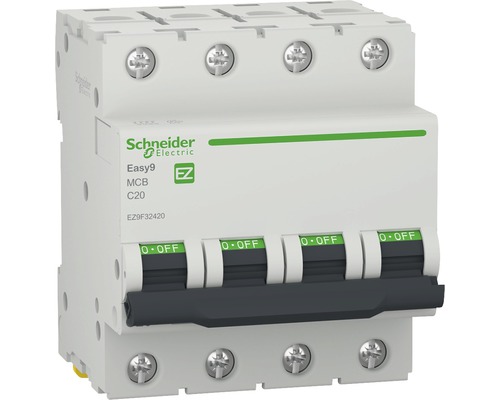 Disjunctor electric modular Schneider Easy9 4P 20A 4,5kA, curbă C