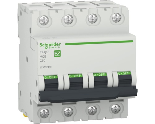 Disjunctor electric modular Schneider Easy9 4P 50A 4,5kA, curbă C