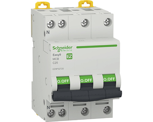 Disjunctor electric modular Schneider Easy9 3P+N 25A 4,5kA, curbă C