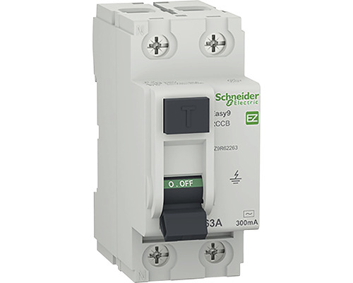 Întreruptor simplu cu protecție diferențială Schneider Easy9 2P 63A 300mA Întrerupător automat de protecție la curent rezidual