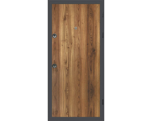 Ușă de intrare cu decor din lemn și încuietori de siguranță