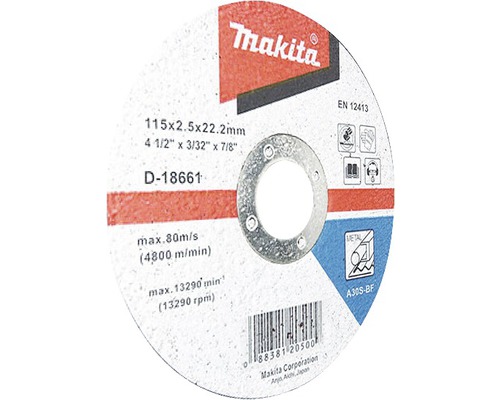 Disc de tăiere Makita cu dimensiunile 115x2,5x22,2 mm