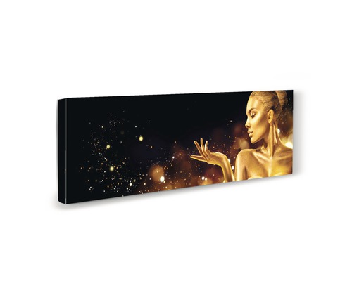 Tablou de perete cu femeie cu aspect auriu pe fundal negru