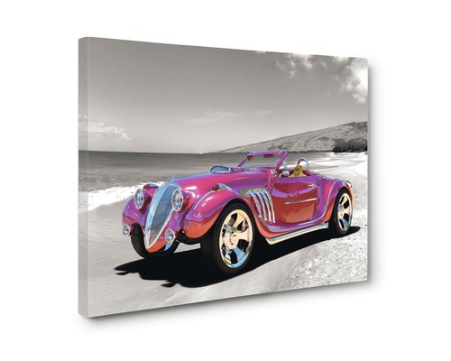 Tablou canvas cu o mașină de epocă pe plajă