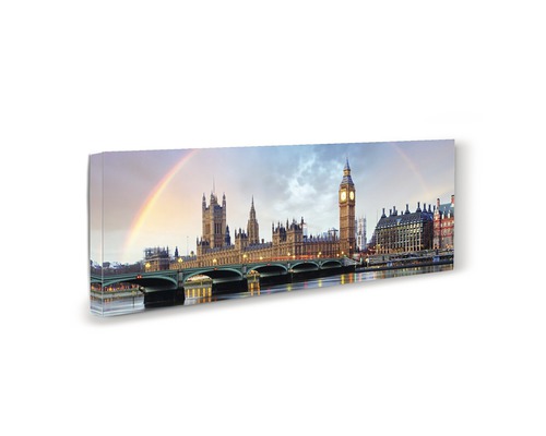 Tablou canvas cu clădirile Parlamentului și curcubeu