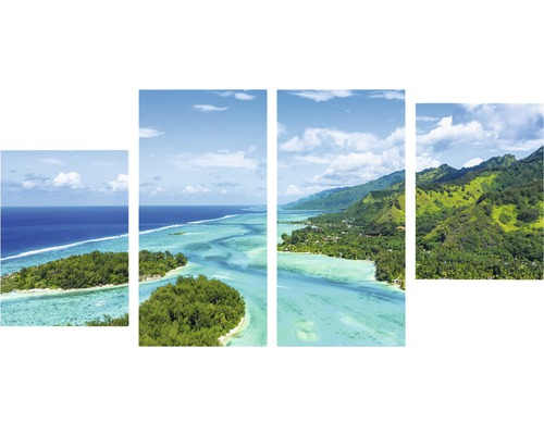 Tablou canvas Insula Tropicală, set 4 buc. 2x 40x55 cm + 2x 40x80 cm