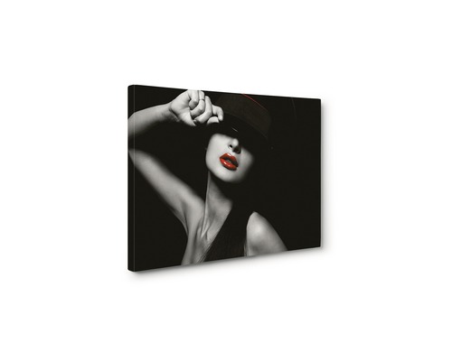Tablou canvas cu o femeie cu pălărie și buze roșii