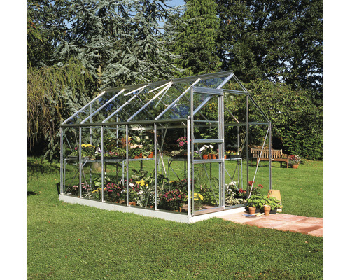 Seră grădină Halls Popular 106 sticlă securizată 3 mm 193x319 cm aluminiu Seră cu plante într-o grădină