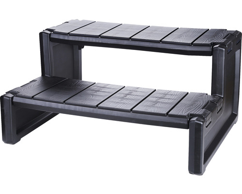 Trepte duble din plastic cu aspect de lemn pentru exterior