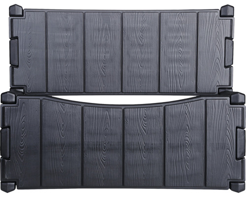 Două borduri de piscină din plastic cu structură de lemn