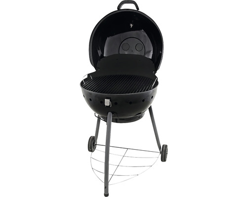 Grătar sferic cu capac deschis și cadru