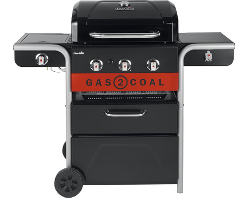 Grătar hibrid Char-Broil Gas2Coal cu trei arzătoare și două mese de depozitare
