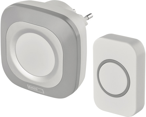 Sonerie fără fir Emos P5733G max. 150m 110dB, alimentare la priză 230V, argintiu Sonerie fără fir cu receptor pentru priză