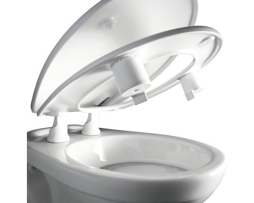 Scaun de toaletă deschis pe o toaletă