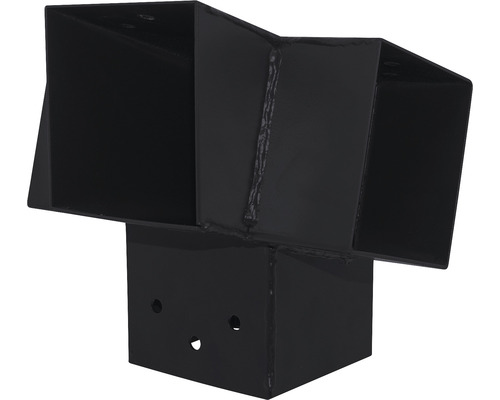 Conector grinzi lemn tip „X” Suki 90x90 mm, unghi 105°, oțel zincat negru Conector stâlp din oțel pentru construcții din lemn