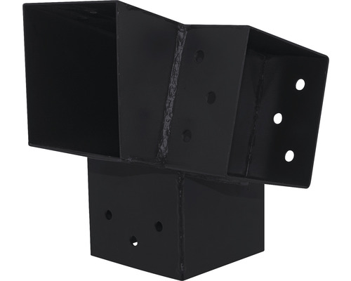 Conector grinzi lemn tip „E” Suki 90x90 mm, unghi 105° stânga, oțel zincat negru Conector stâlp din oțel pentru construcții din lemn