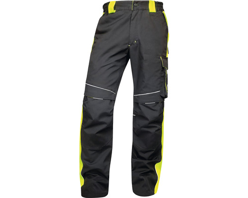 Pantaloni de lucru Ardon Neon din bumbac + poliester negru/galben, mărimea 46