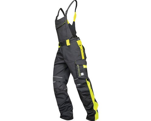 Pantaloni de lucru negri cu bretele și buzunare