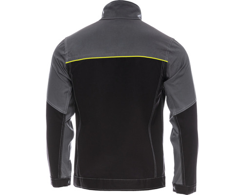 Vedere din spate a unei jachete de lucru în negru și gri