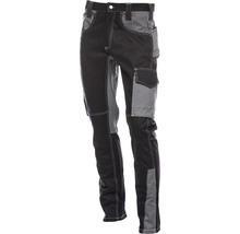 Pantaloni de lucru negri și gri cu buzunare.