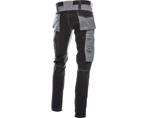 Pantaloni gri și negri pentru meseriași, cu buzunare pe laterale