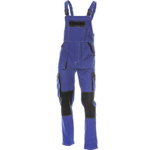 Pantaloni de lucru albaștri cu întăritură la genunchi și bretele