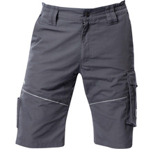 Pantaloni scurți de lucru gri, cu buzunare multiple.