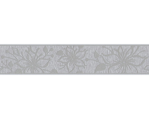 Bordură decorativă autoadezivă 3466-43 Only Borders model floral gri 5 m x 13 cm