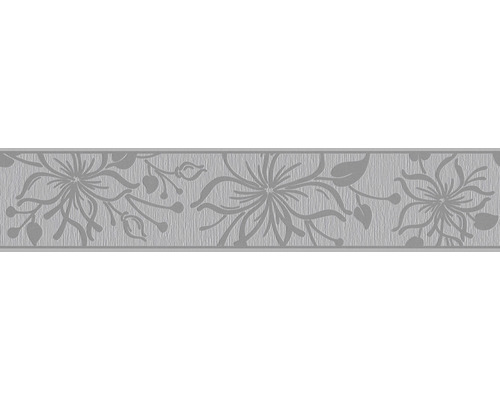 Bordură decorativă autoadezivă 3466-67 Only Borders model floral gri 5 m x 13 cm