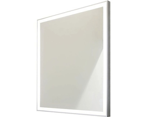 Oglindă baie cu LED Cordia Classic Line 65x60 cm ramă argintie IP 44 Oglindă pătrată cu iluminare LED
