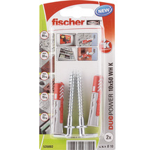Dibluri plastic cu cârlig Fischer DuoPower 10x50 mm, 2 bucăți