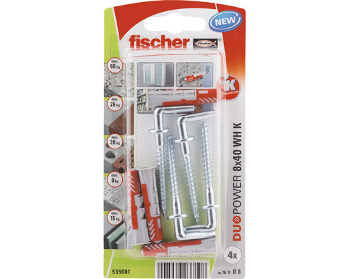 dibluri fischer DuoPower 8x40 WH K în blister