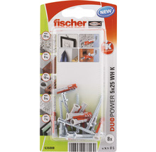 Dibluri plastic cu cârlig Fischer DuoPower 5x25 mm, 8 bucăți