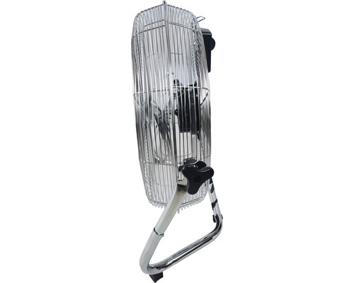 Ventilator de podea cromat cu grilaj de protecție