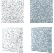 Panou decorativ tapițat Cosmos alb/albastru 30x30 cm, set 4 buc.