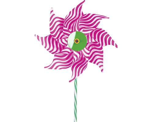 Morisca de vânt cu dungi roz-albe și o parte centrală verde