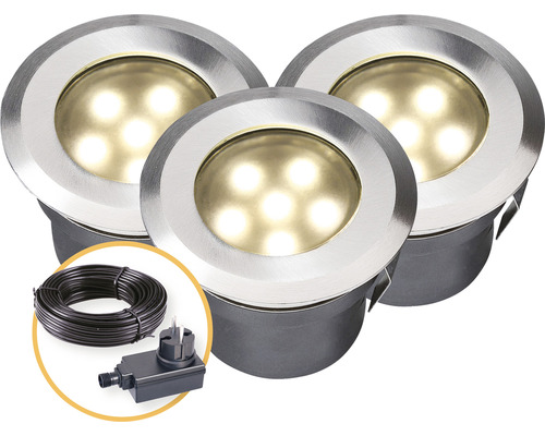Set spoturi LED încastrate 1W 11 lumeni 70x42mm, pentru exterior IP67, 3 bucăți