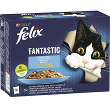 Hrană umedă pentru pisici PURINA Felix Fantastic cu ton/somon/cod/pește cambula în aspic 12x85g-thumb-0