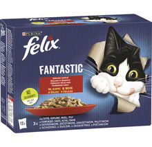 Hrană umedă pentru pisici PURINA Felix Fantastic cu pui/vită/iepure/miel în aspic 12x85g-thumb-0