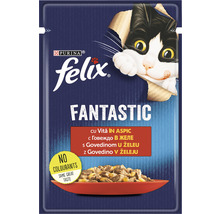 Hrană umedă pentru pisici PURINA Felix Fantastic cu vită în aspic 85 g-thumb-0